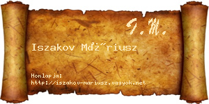 Iszakov Máriusz névjegykártya